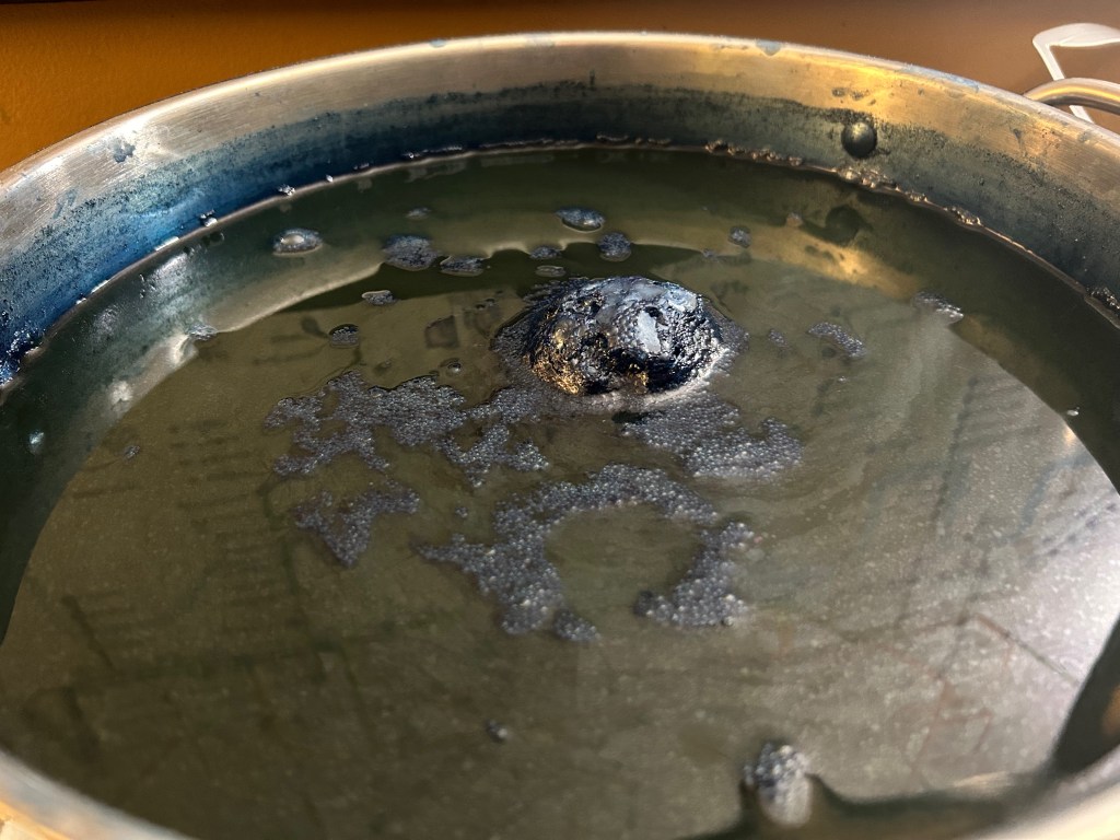 Closeup of an indigo vat. 